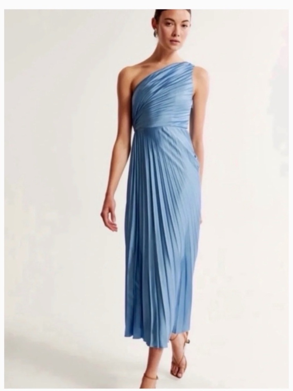Abercrombie Giselle Dress Size Small Tall Satin One Shoulder Pleated